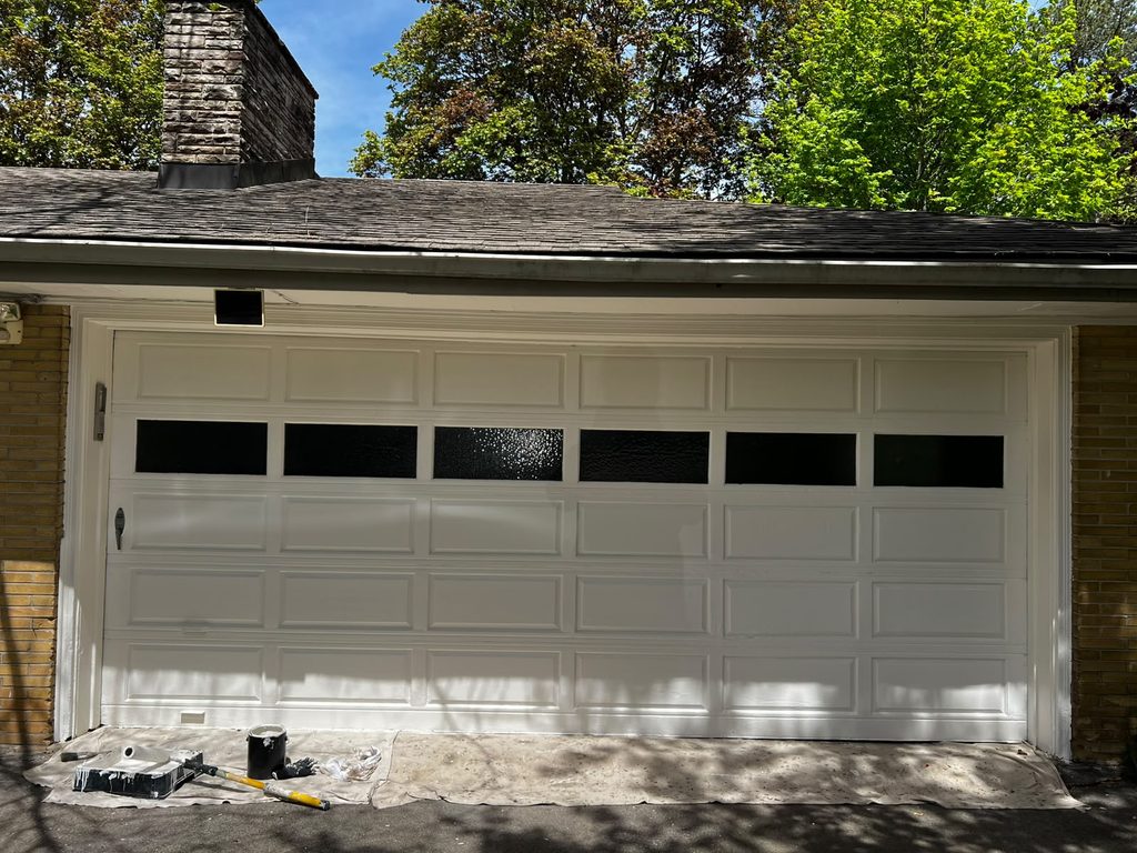 exterior painting Cambridge house Garage door